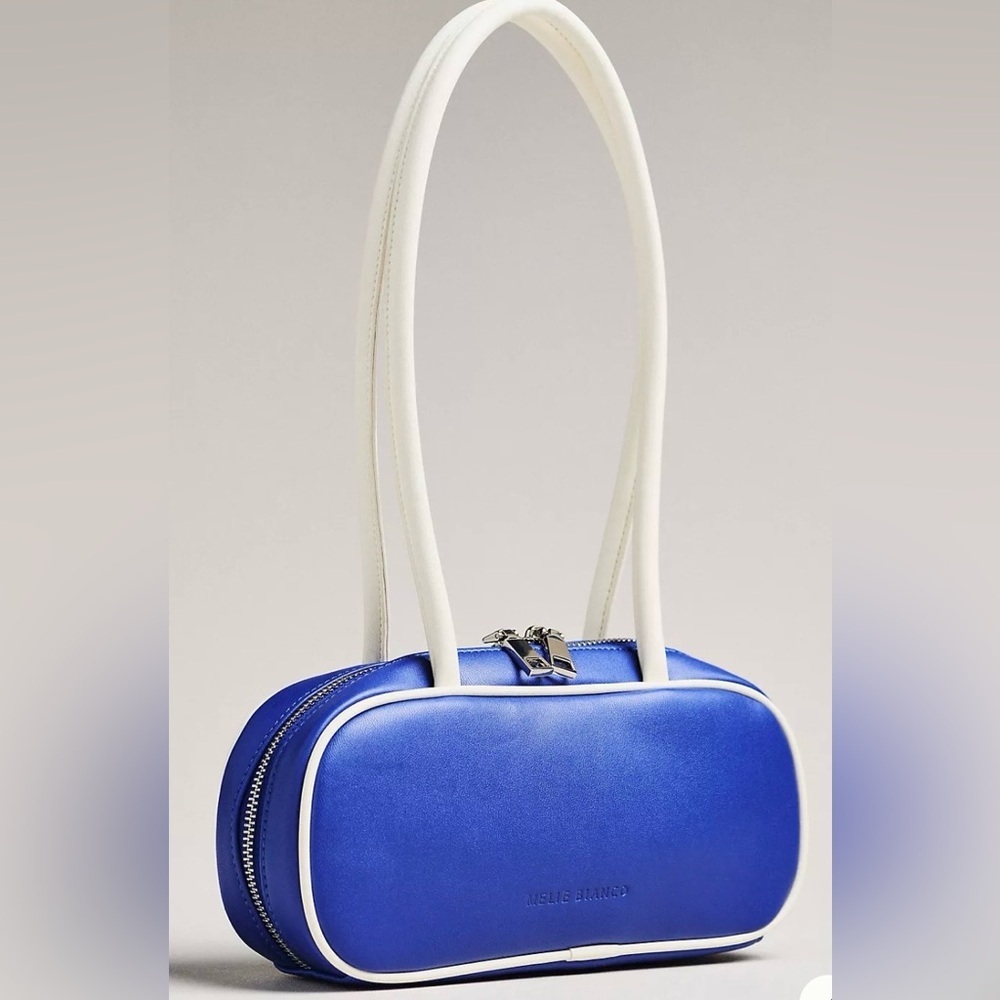 Anthropologie Melie Bianco Two Tone Shoulder Bag Blue White - Picture 6 of 6